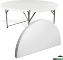 MaxxGarden Vouwtafel - Opvouwbare ronde tuin tafel - 183x74 cm - Wit