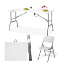 MaxxGarden Vouwtafel 152cm - Inklapbare Picknickset - met 4 stoelen - Wit