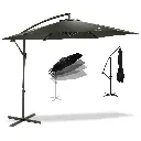 MaxxGarden Zweefparasol Ø300 cm - Frame Royal Grey - Zwart 