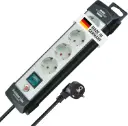 Brennenstuhl Premium-Line stekkerdoos, 4-voudig, met schakelaar en 5 m kabel, 45° geplaatste stopcontacten, geschikt voor wandmontage, lichtgrijs/zwart
