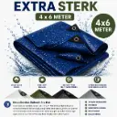 Dekzeil 4 x 6 m, 110 g/m² ultrasterk, 20 ringen, versterkte hoeken, rechthoekig, blauw/groen