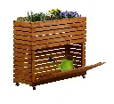 Dobar Grote plantenbak Rolla van massief hout, maat XL, met wielen –  met opbergruimte – 72×32,5×78 cm