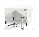 VOUNOT easy-up partytent 3×3m, 4 zijwanden en 4 zandzakken, vouwtent wit
