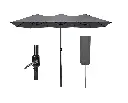 VOUNOT Dubbele aluminium stokparasol , 270×460cm, met zwengel, 180 g/m², waterbestendig, inclusief hoes, grijs