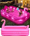 PoolLeader Opblaasbaar zwembad 254x160x50cm met verlichting op zonne-energie, flamingo-opblaasbad