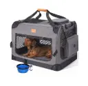 Morpilot opvouwbare Transportbox voor hond en kat, transporttas 70×52×52cm, inclusief voerbak en schouderriem, donkergrijs