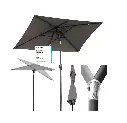 Sekey Aluminium rechthoekige parasol met zwengel en knikmechanisme, 210×140 cm, cappuccino