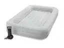 INTEX KidzTravel luchtbed voor kinderen van 3-6 jaar (71×132×10 cm) – opblaasbaar kinderreisbed met rand, inclusief luchtpomp, logeerbed en bijzetbed, mintgroen met sterrenmotief