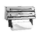 Emsa 504180 Contura 3-voudige Snijdroller, Keukenrol, Aluminiumfolie, Vershoudfolie, Compact, Roestvrij Staal, zilver/zwart, 1-Pack