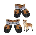 Dricar Hondenlaarsjes, Set van 4 Antislip Hondenschoenen, Waterdichte Beschermlaarsjes (L, Bruin)