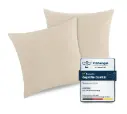 ATsense Set van 2 Kussenslopen 80x80 cm - 100% Gewassen Katoen Hypoallergeen, Lichttaupe met Rits, Oeko-Tex, Zacht en Ademend