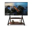 TV-Standaard op Wieltjes met Houten Legplank voor TV's van 50-100" , Draagbare TV-Kar in Hoogte Verstelbaar, Max Draagcapaciteit 100 kg, VESA 800 x 600 mm.