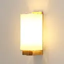 Toolight Wandlamp Binnen Hout, met Stoffen Kap E27, Wandverlichting voor Slaapkamer Gang Trap Woonkamer
