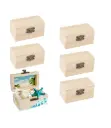 Huamirra Kleine Houten Kist, 5 Stuks Schatkist Kistje, Mini Schatkist van Hout, Rechthoekige Houten Schatkist