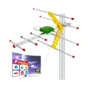Buitenantenne TDT voor Smart TV – TV-Antenne HD 4K/1080P Lang Bereik, Stabiel Signaal UHF/VHF, Compatibel met DVB-T2/DVB-T, Weerbestendig, 10m Coaxkabel, Mast Niet Inbegrepen