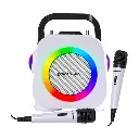 DYNASONISCH accu Bluetooth-luidspreker met LED-lampjes. Draagbare karaoke-machine met twee microfoons. Dk-201 Zwart