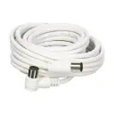 PremiumCord TV coaxiale antennekabel 15m, 75 Ohm, IEC stekker naar bus 90°, afgeschermd - voor DVB-C, DVB-T/T2, 4K UHD 2160p, FULL HD 1080p 3D, kleur wit