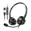 New bea headset met microfoon PC, USB-teleoperator-hoofdtelefoon, microfoonhelmen met USB-A en USB-C, voor callcenter-/meetings/Skype