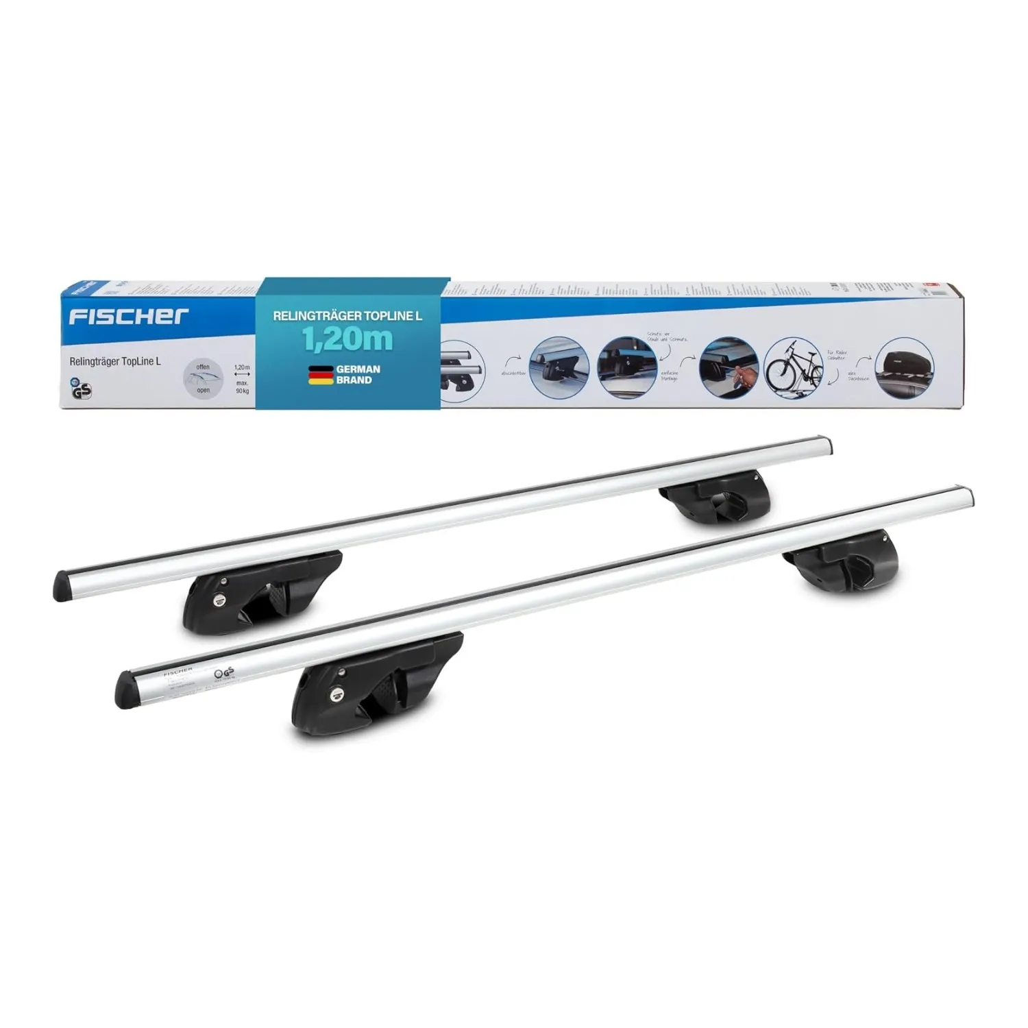 Fischer Topline L relingdrager aluminium 120 cm, 90 kg