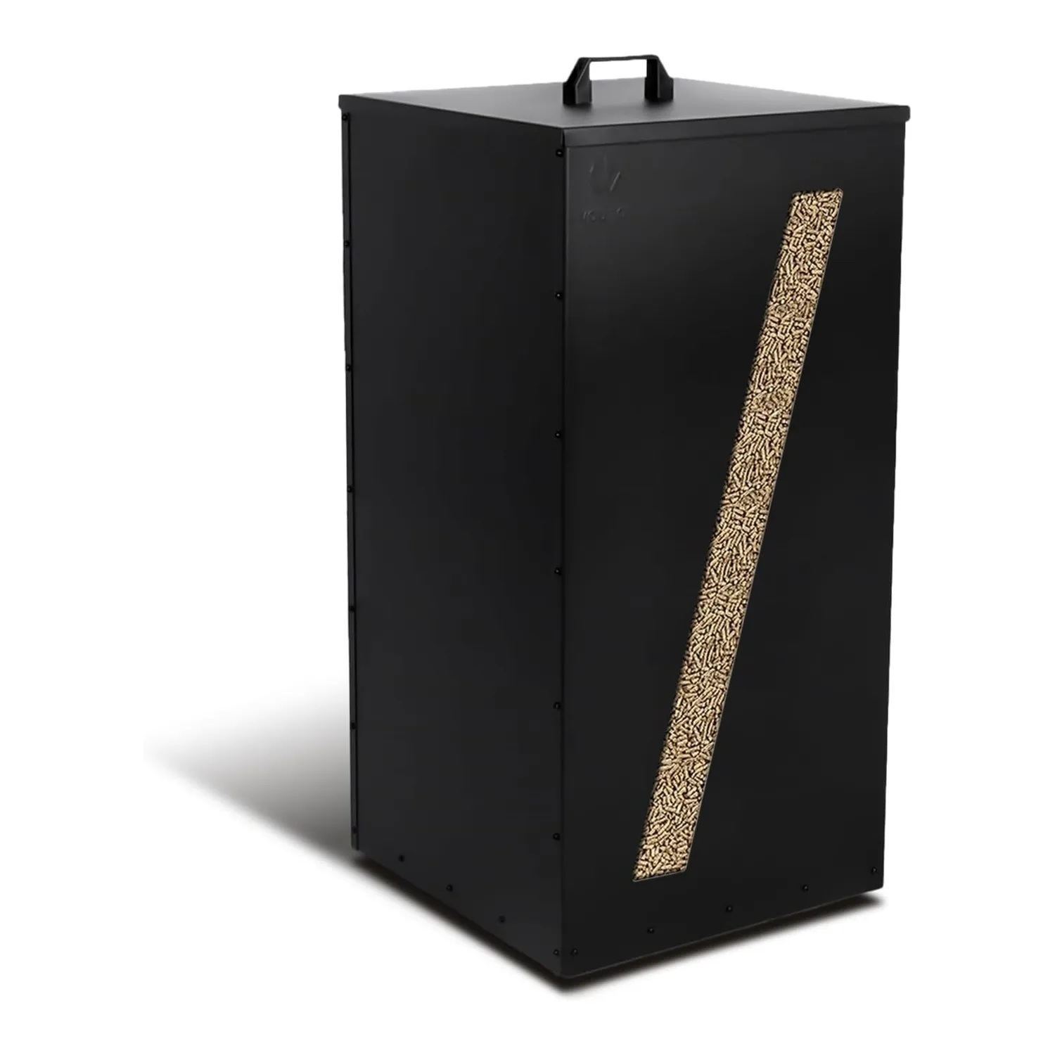 VOUNOT metalen pelletbox 45 kg kijkvenster 36x36x76 cm zwart
