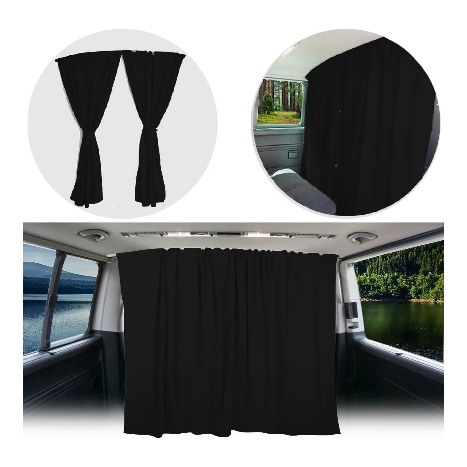 BREMER cabinescheiding gordijn VW T5 T6 T6.1 Multivan zwart