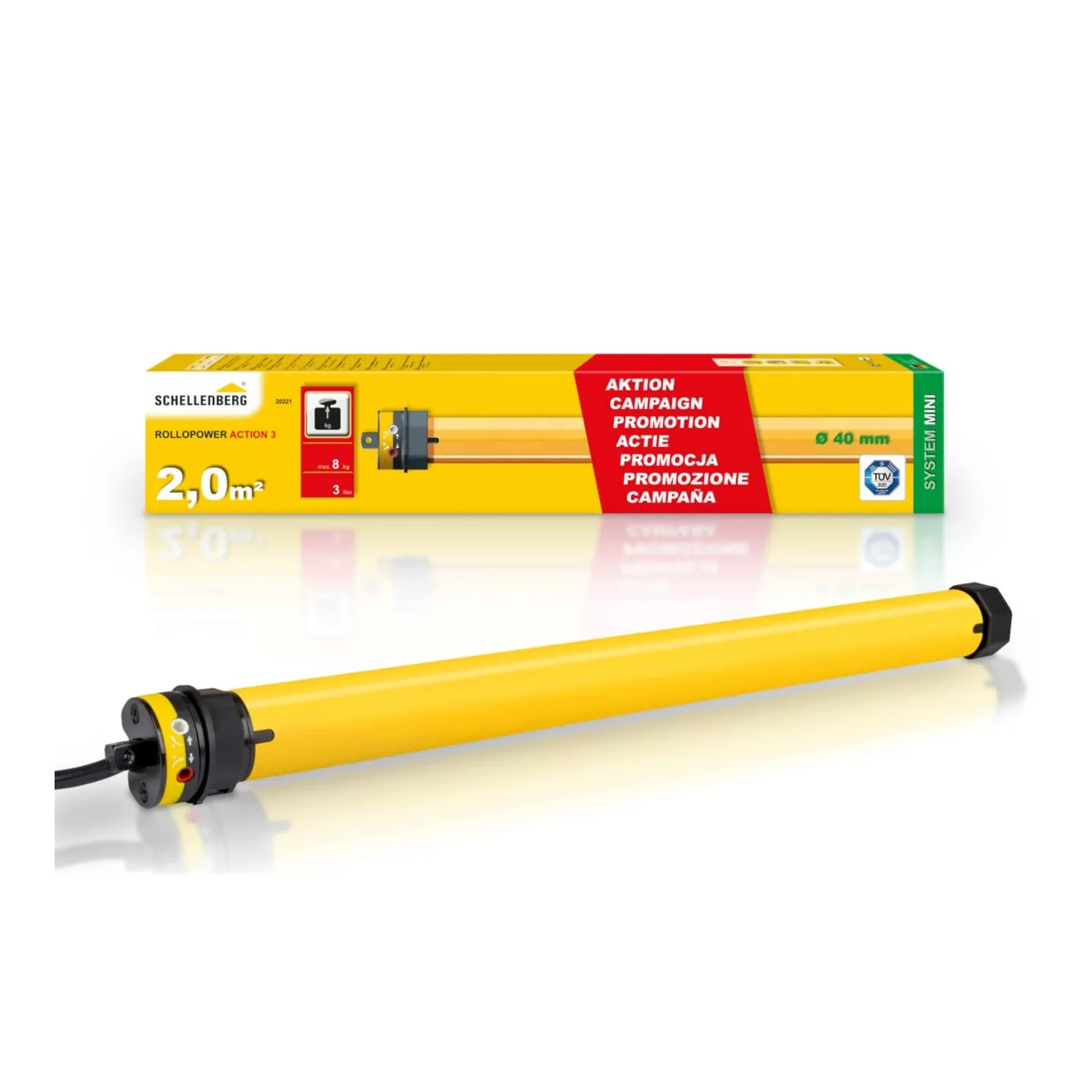 Schellenberg 20221 rolluikmotor Action Mini 3 Nm 40 mm as