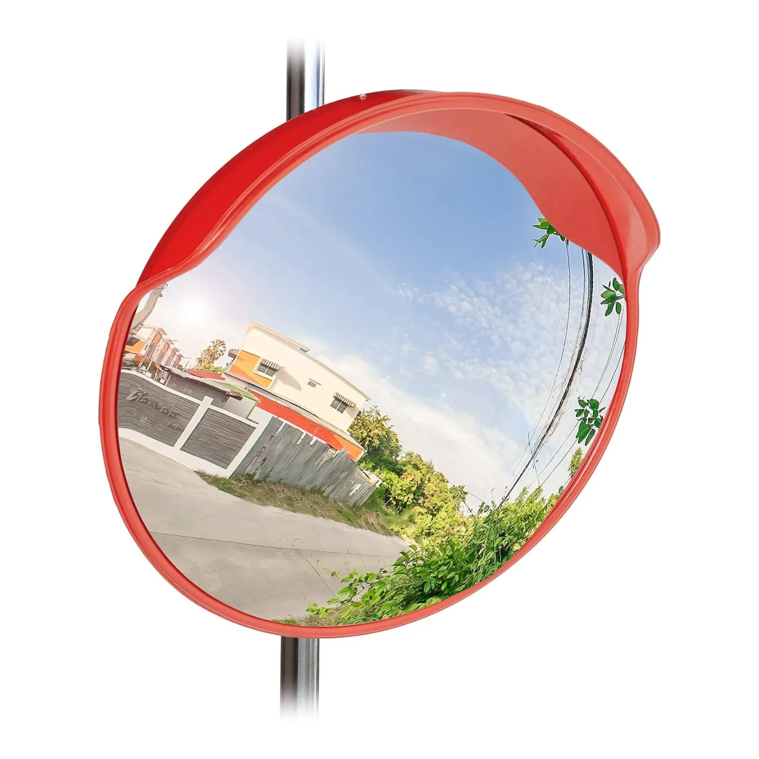 Relaxdays verkeersspiegel Ø 60 cm, onbreekbaar, rood