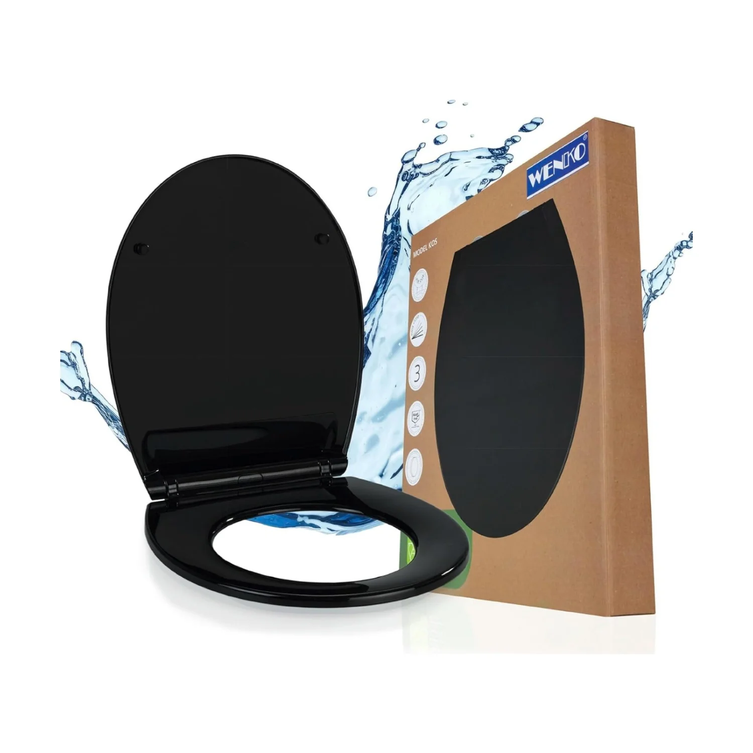 WENKO Kos toiletbril softclose zwart ovaal, tot 200 kg