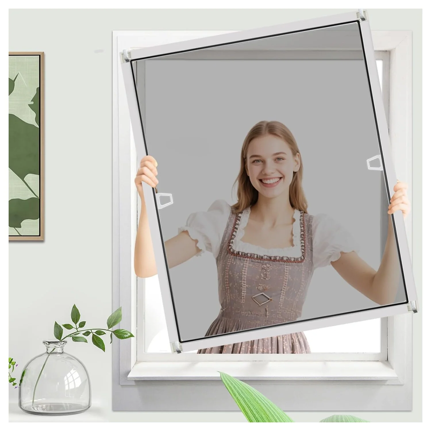 YUNLEX vliegenhor voor ramen, aluminium frame, 80 x 100 cm