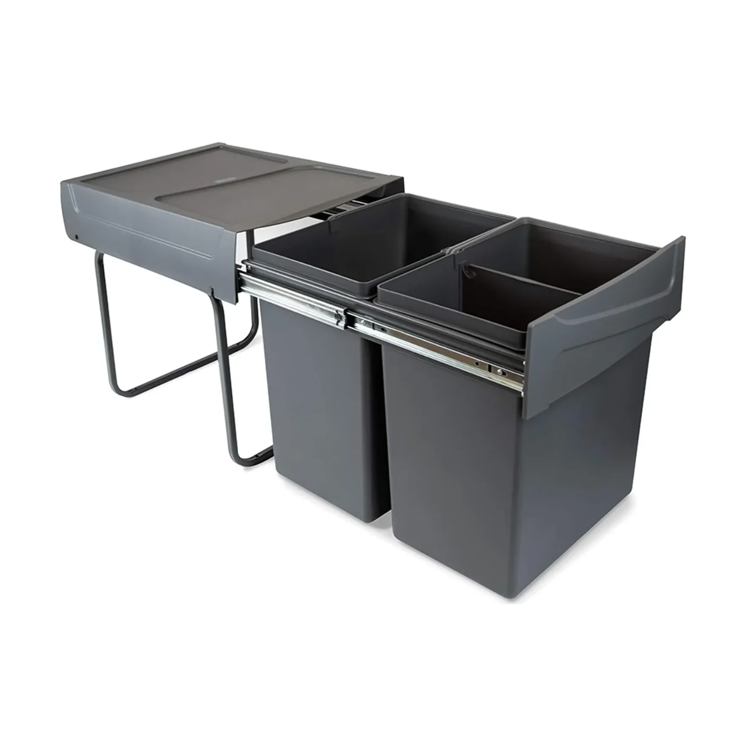 Emuca uittrekbare inbouw afvalbak 2x20 l keuken antraciet