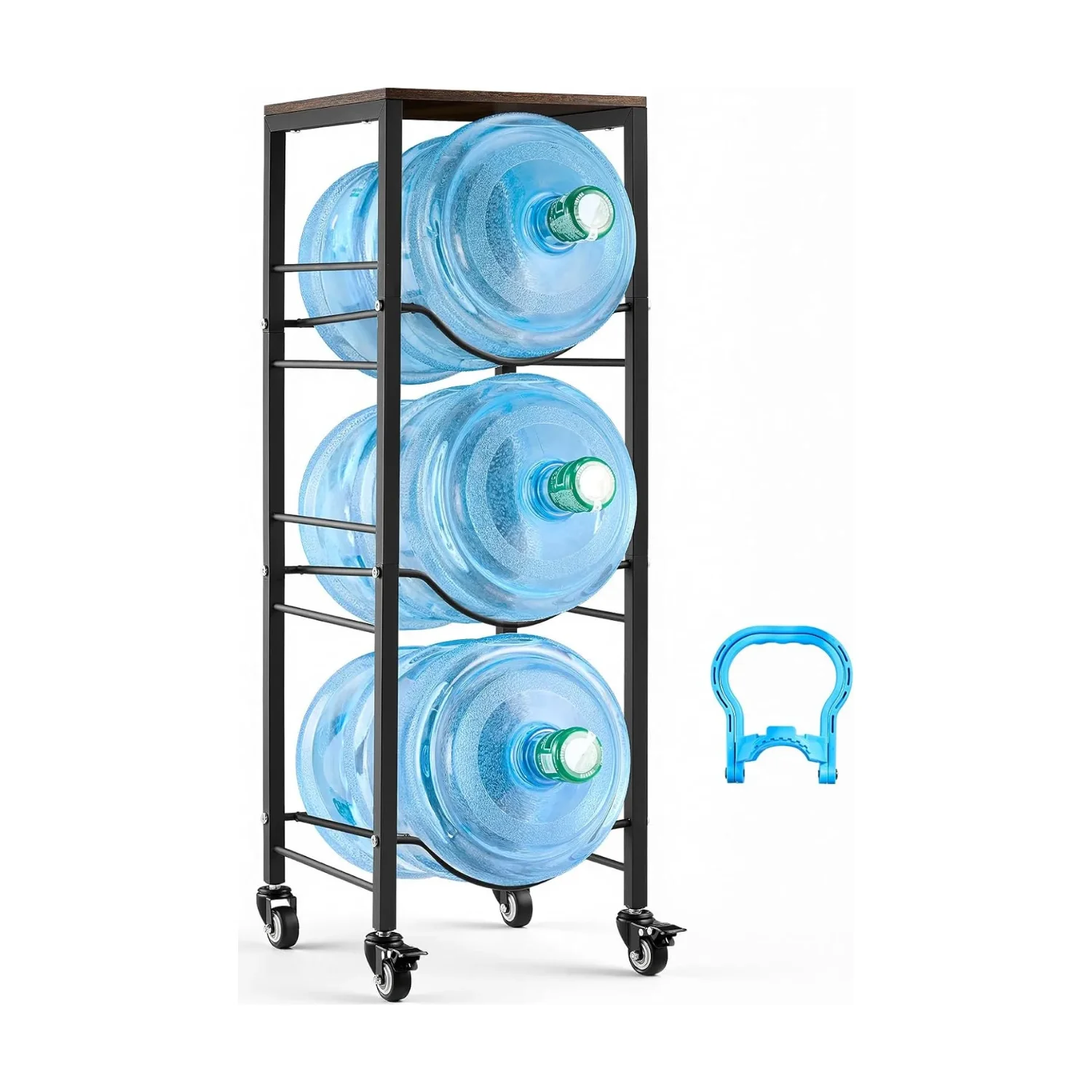 VEVOR waterflessenrek 4 lagen 3 flessen wielen zwart/bruin