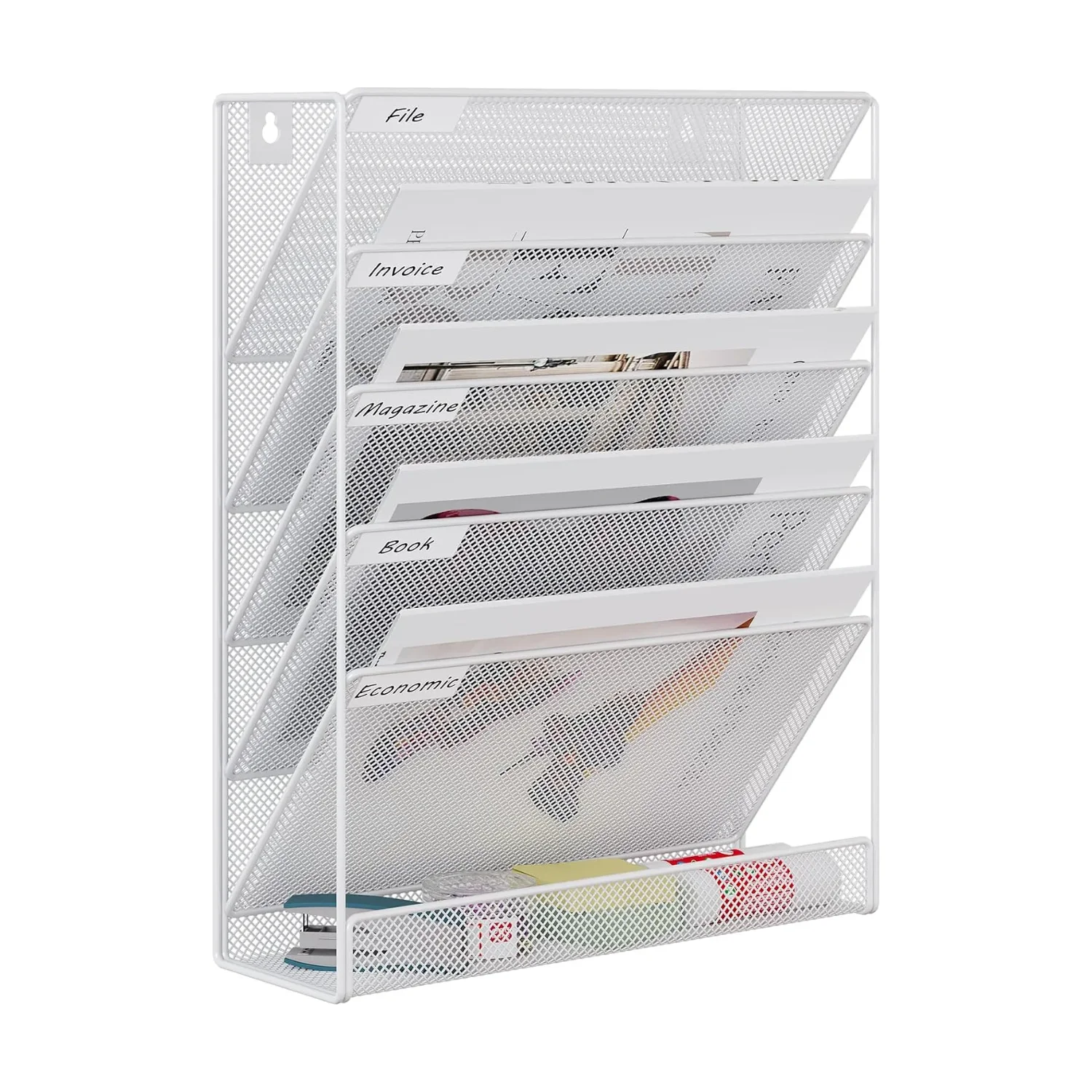 EasyPAG tijdschriftenhouder wand metaal A4 6 vakken wit