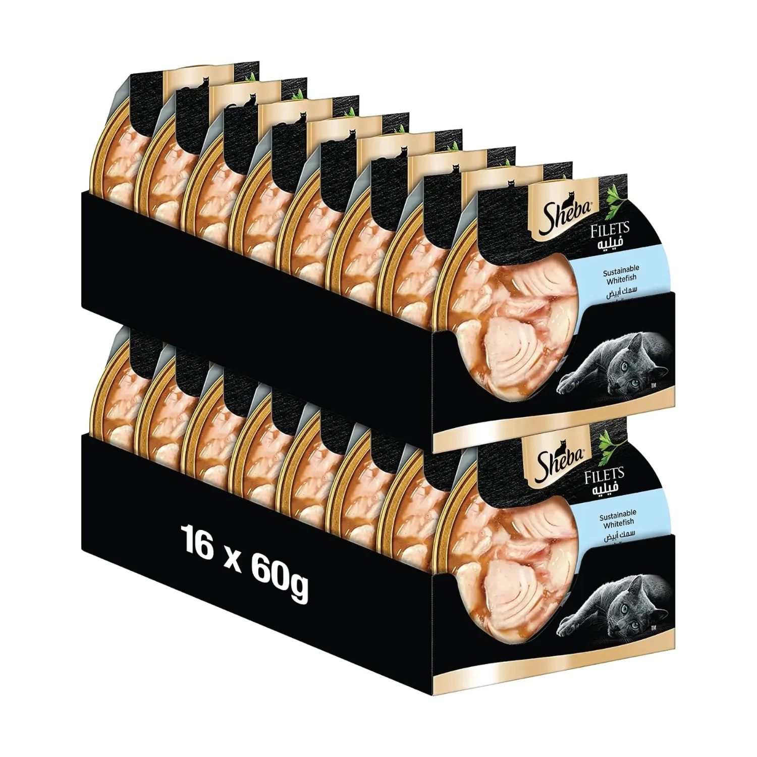 SHEBA Filets natvoer kat witvis in saus 16 x 60 g