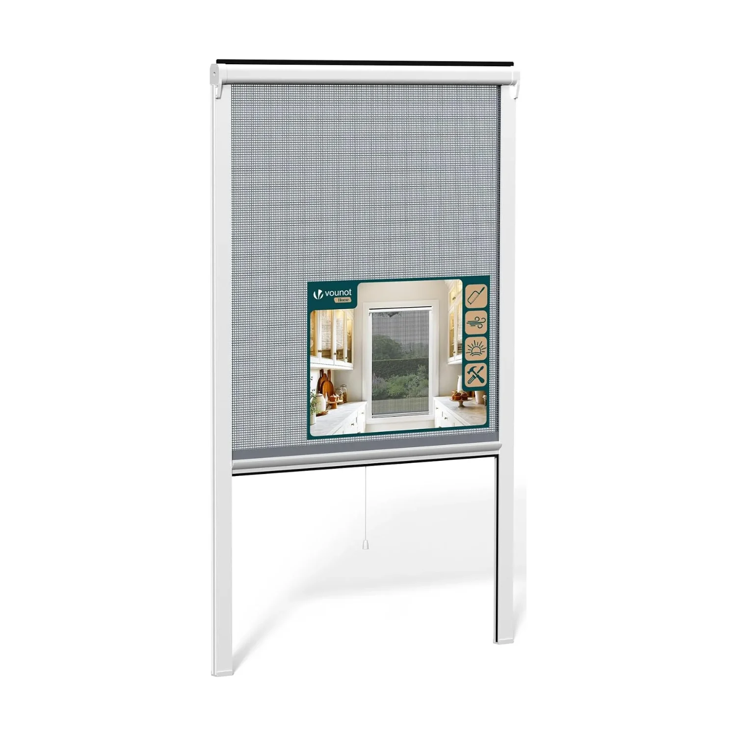 Vounot vliegenhor rolhor raam 80x130 cm inkortbaar wit