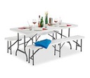 MaxxGarden Biertafel met banken - Vouwbare tuintafel + 2 vouwbare zitbanken - Wit
