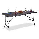 MaxxGarden Table pliante - Table de camping aspect rotin - 4 Convives - Poignée incluse - 180x75cm