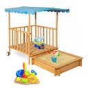 MaxxGarden Zandbak met verrijdbare speelveranda - Met zonnedak - Afdekbaar