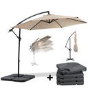 MaxxGarden Parasol - Zweefparasol - Ø300 cm - Taupe - Set met tegels