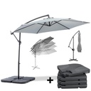 MaxxGarden Parasol - Zweefparasol - Ø300 cm - Grijs - Set met tegels