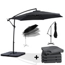 MaxxGarden Parasol - Zweefparasol - Ø300 cm - Zwart - Set met tegels