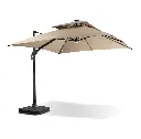 MaxxGarden Napels Zweefparasol - Met LED Solar - 300cm Vierkant - Inclusief Voet - Taupe