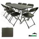 MaxxGarden Vouwtafel - Biertafel - picknicktafel inklapbaar - Rottan zwart - tafel met 8 stoelen