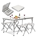MaxxGarden Opvouwbare Picknicktafel - Biertafel met banken - Vouwtafel - campingtafel set - 120 x 70cm - Wit