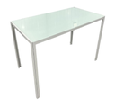 MaxxHome Eetkamertafel metaal - 6mm glas - Wit - 130x75cm
