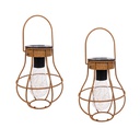 MaxxGarden Tuinlamp - Solar hanglamp 12x15cm - 2 stuks - Roest