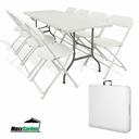 MaxxGarden Vouwtafel - Biertafel - picknick - wit - tafel met 8 stoelen